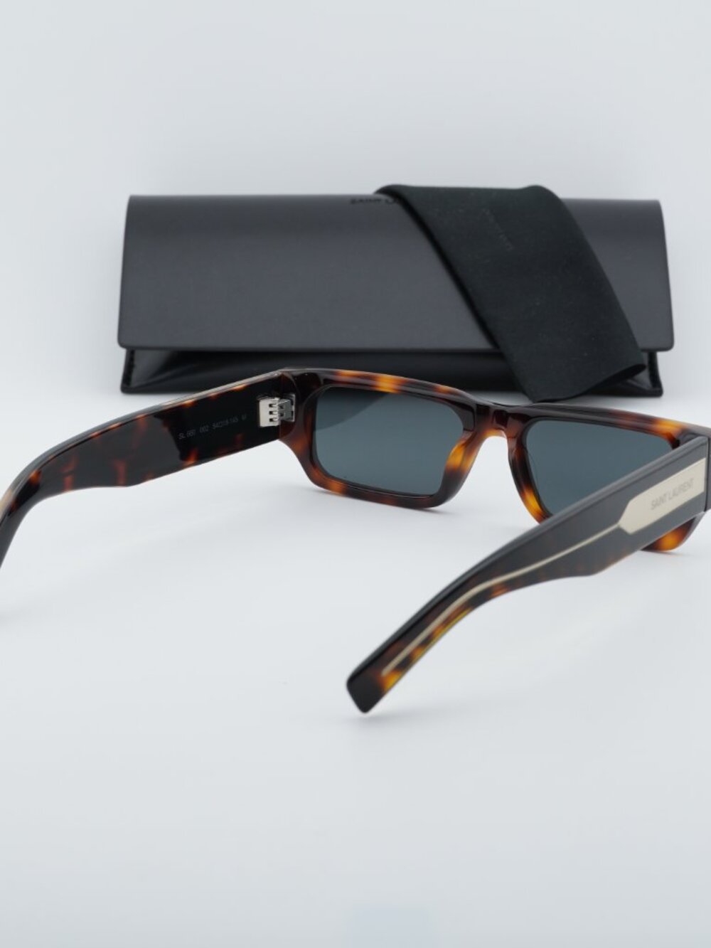 Saint Laurent SL660 002 Unisex Rectangle Sunglasses - Havana / Grey - Picture 5 of 13